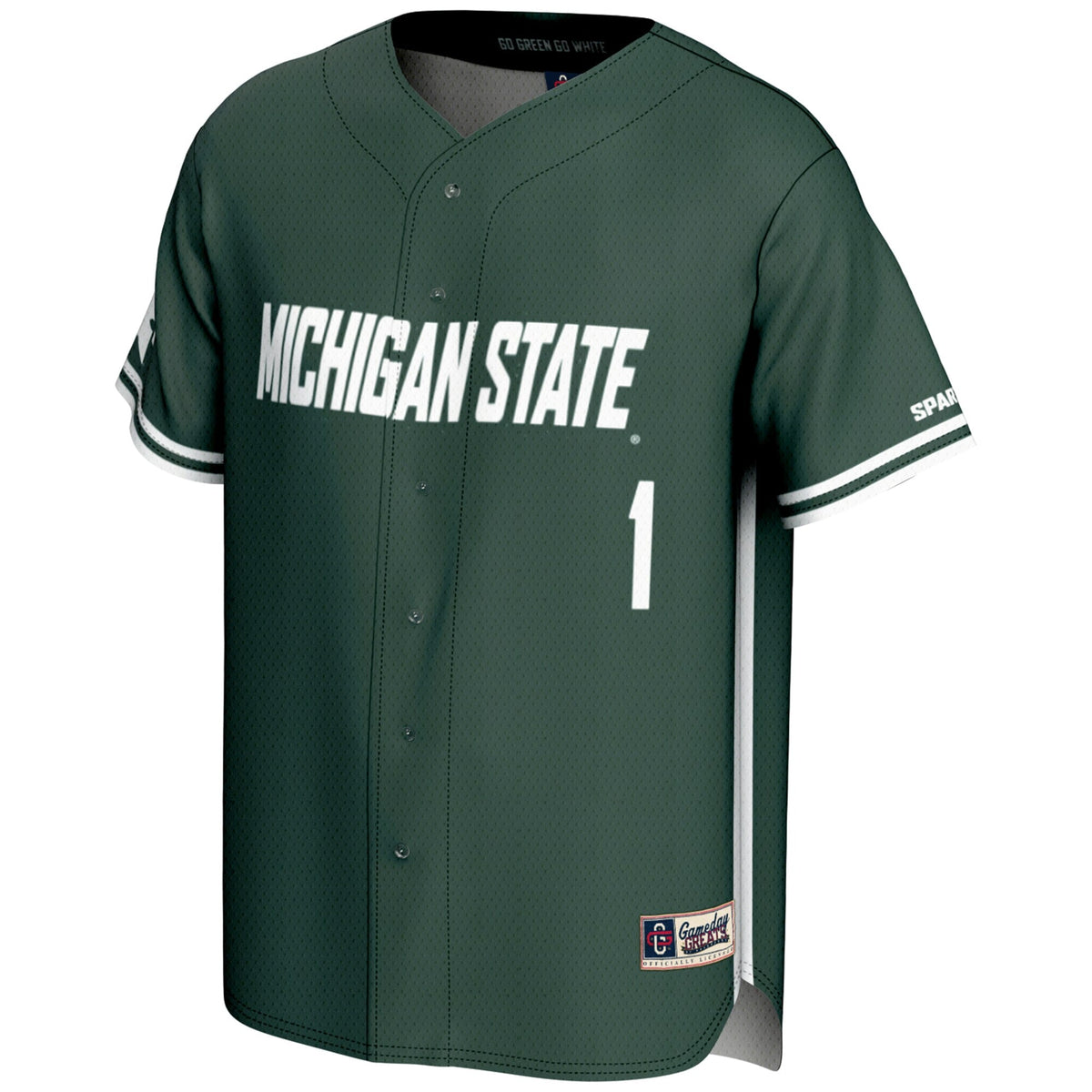 #1 Michigan State Spartans Lightweight Baseball Jersey - Green product image 3, provided for visual reference and product
