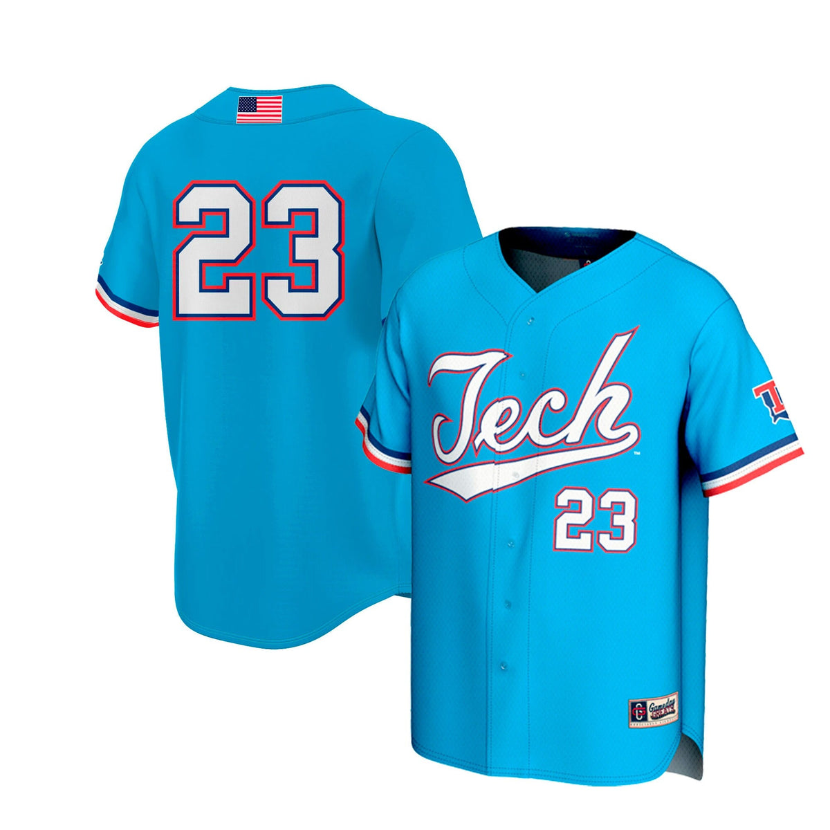 #23 Louisiana Tech Bulldogs Lightweight Collegiate Baseball Fashion Jersey - Royal product image 2, provided for visual