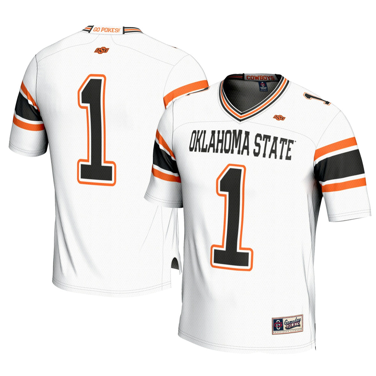 #1 Oklahoma State Cowboys Football Jersey - White product image 2, provided for visual reference and product detail review