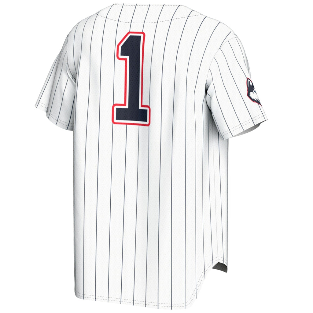#1 UConn Huskies Lightweight Baseball Jersey - White product image 4, provided for visual reference and product detail review