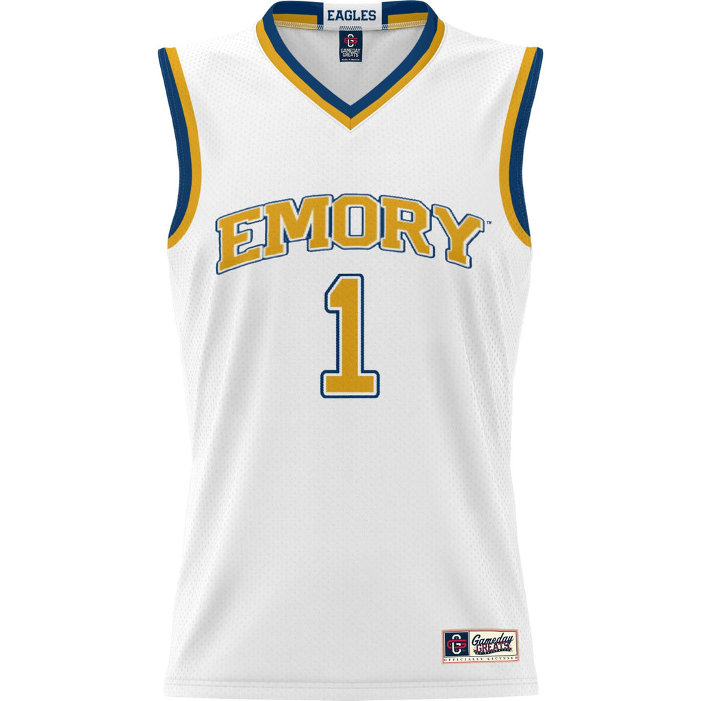 #1 Emory Eagles Lightweight Basketball Jersey - White product image 3, provided for visual reference and product detail