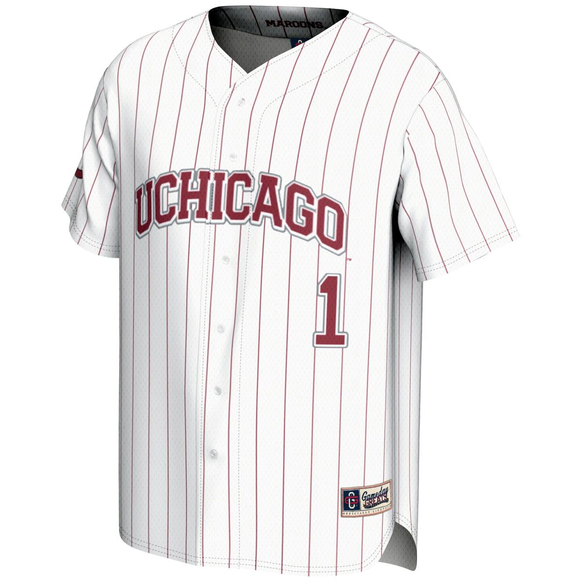 #1 UChicago Maroons Lightweight Baseball Fashion Jersey - White product image 3, provided for visual reference and product