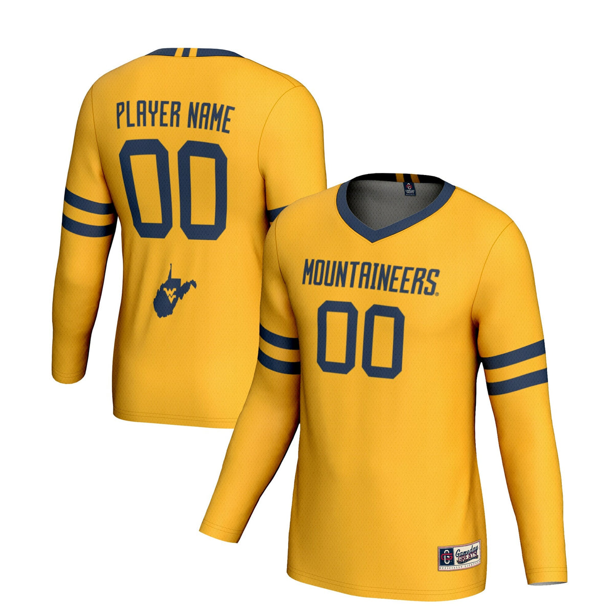 West Virginia Mountaineers NIL Pick-A-Player Lightweight Volleyball Jersey - Gold product image 1, provided for visual