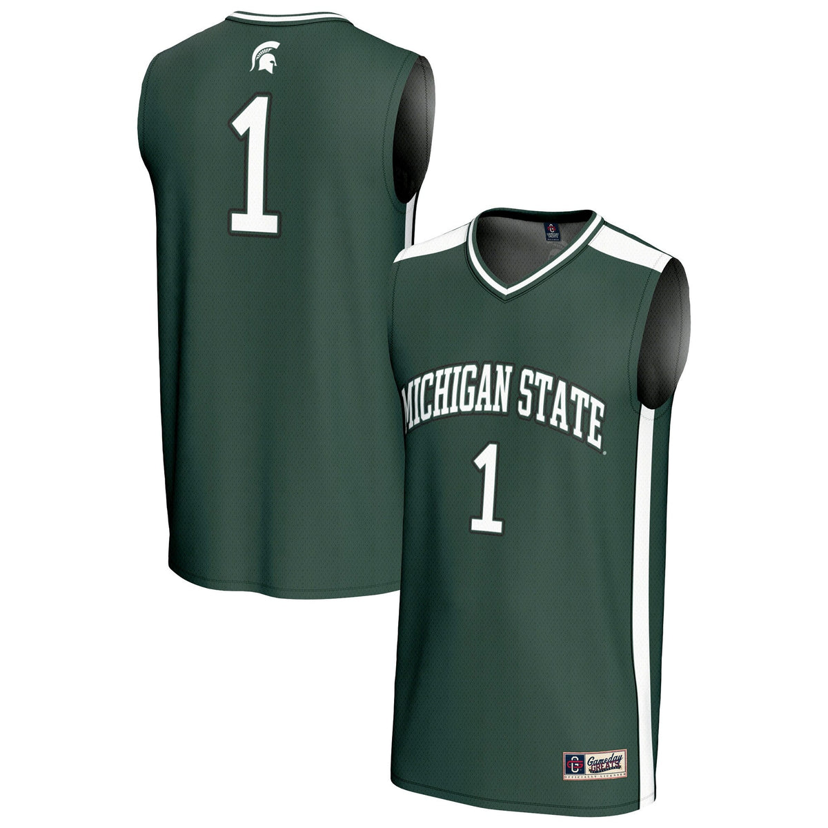 #1 Michigan State Spartans Lightweight Collegiate Basketball Fashion Jersey - Green product image 2, provided for visual