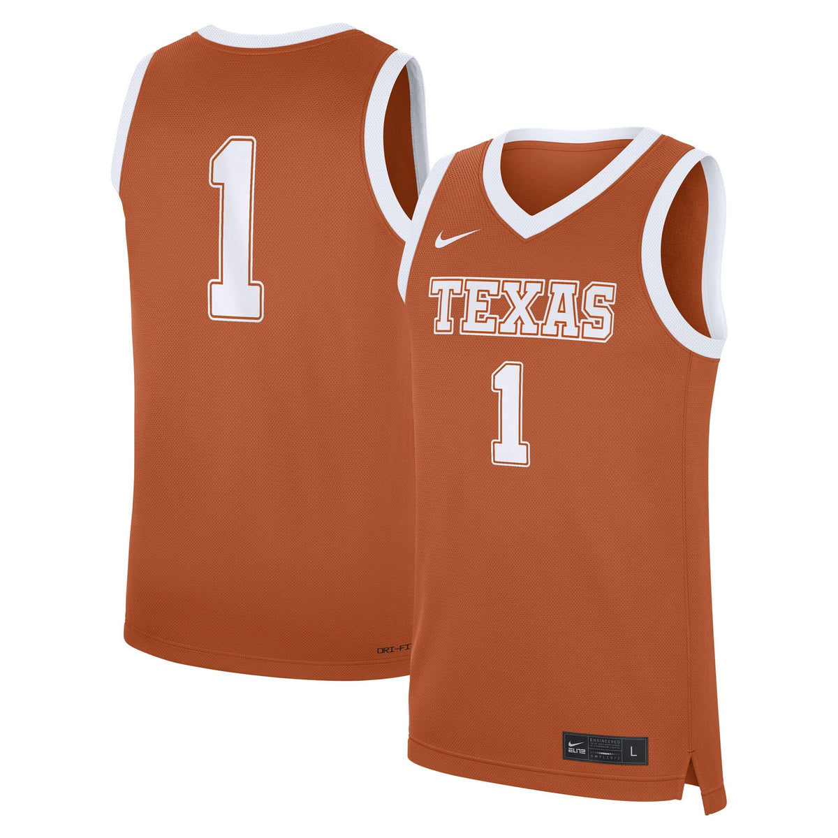 #1 Texas Longhorns Road Replica Jersey - Texas Orange product image 1, provided for visual reference and product detail