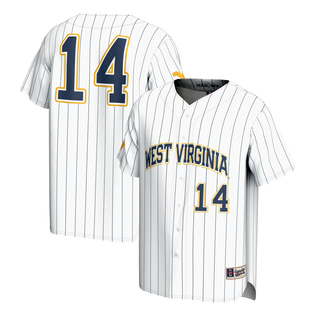 #14 West Virginia Mountaineers Lightweight Baseball Fashion Jersey - White product image 2, provided for visual reference