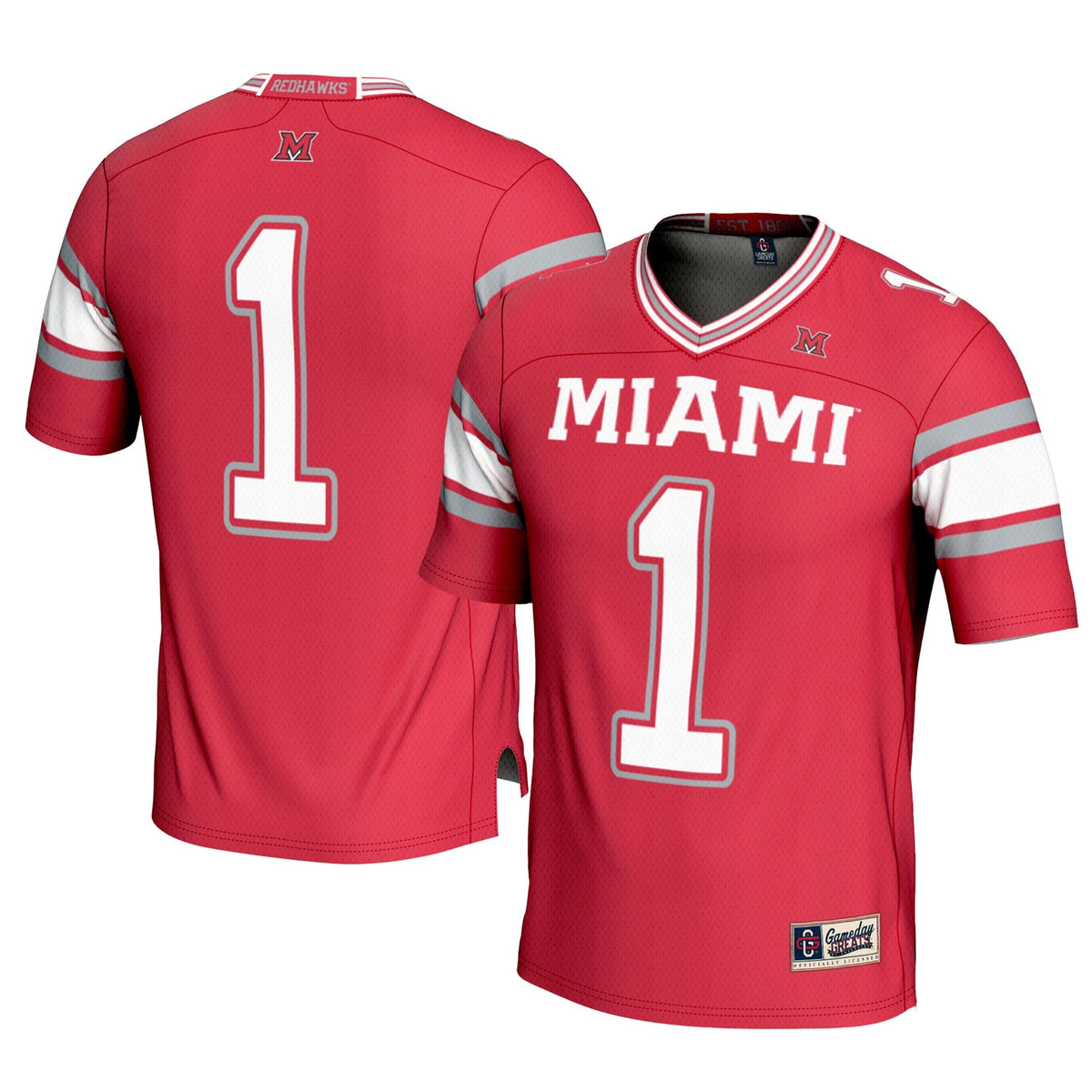 #1 Miami University RedHawks Football Jersey - Red product image 2, provided for visual reference and product detail review
