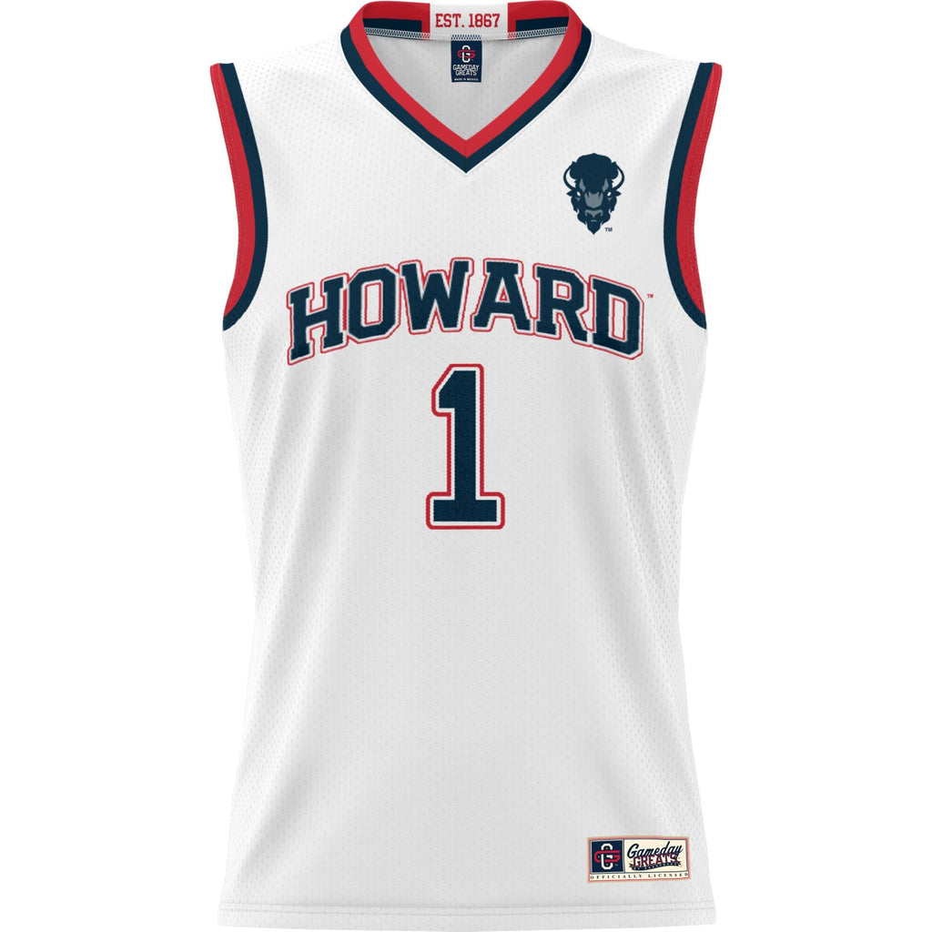 #1 Howard Bison Lightweight Basketball Jersey - White product image 3, provided for visual reference and product detail