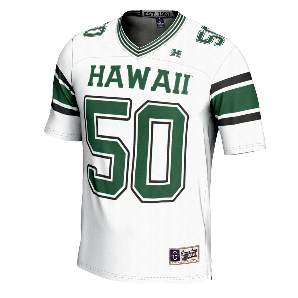 #1 Hawaii Rainbow Warriors Football Jersey - White product image 3, provided for visual reference and product detail review