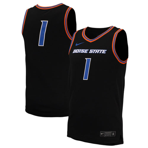 #1 Boise State Broncos Replica Basketball Jersey - Black product image 1, provided for visual reference and product detail