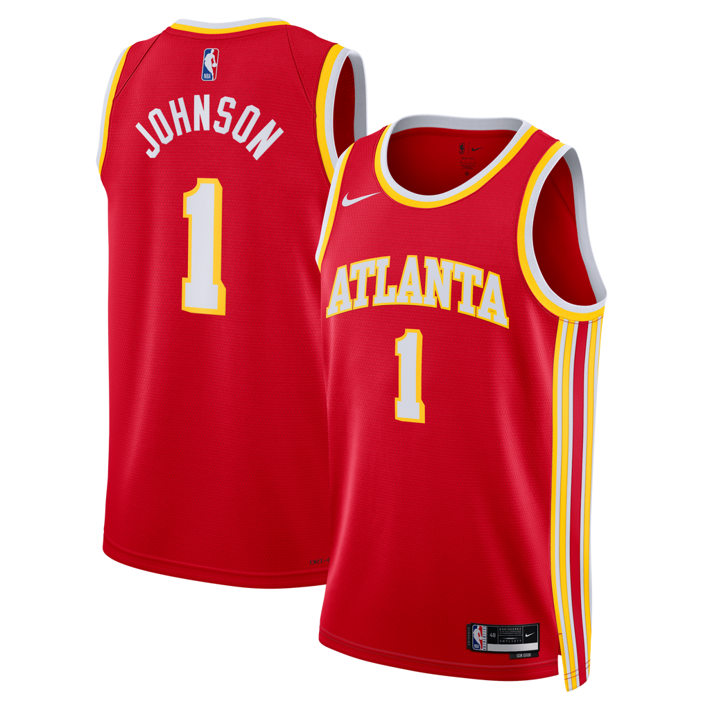 Atlanta Hawks Icon Edition Swingman Jersey - Red - Jalen Johnson product image 2, provided for visual reference and product