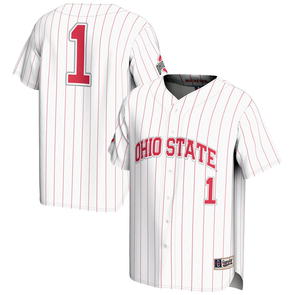#1 Ohio State Buckeyes Lightweight Baseball Jersey - White product image 2, provided for visual reference and product detail