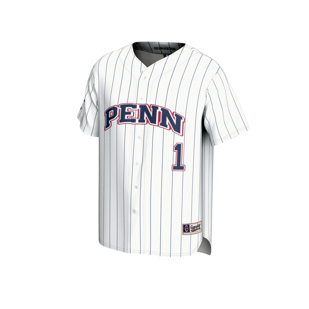 #1 Pennsylvania Quakers Lightweight Baseball Jersey - White product image 3, provided for visual reference and product