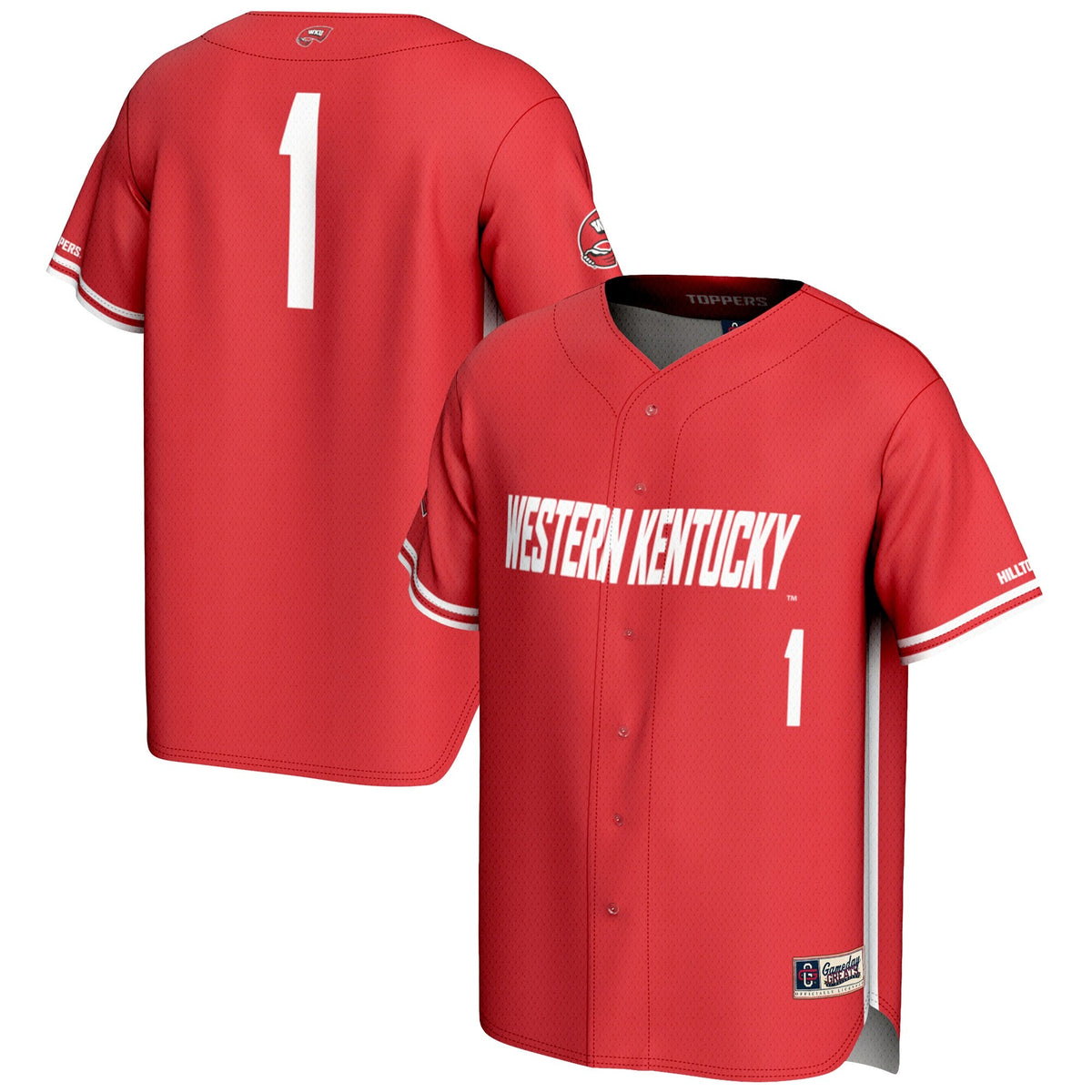 #1 Western Kentucky Hilltoppers Lightweight Baseball Jersey - Red product image 1, provided for visual reference and product