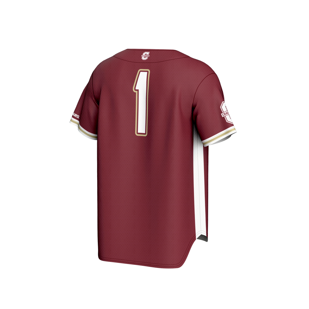 #1 Charleston Cougars Lightweight Baseball Fashion Jersey - Maroon product image 4, provided for visual reference and