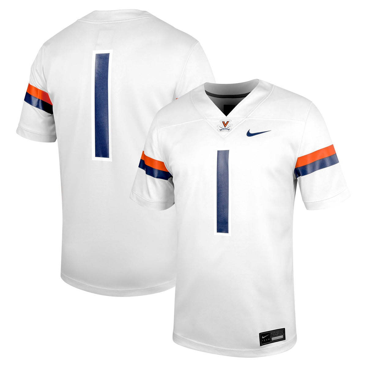 #1 Virginia Cavaliers Untouchable Football Jersey – White product image 1, provided for visual reference and product detail