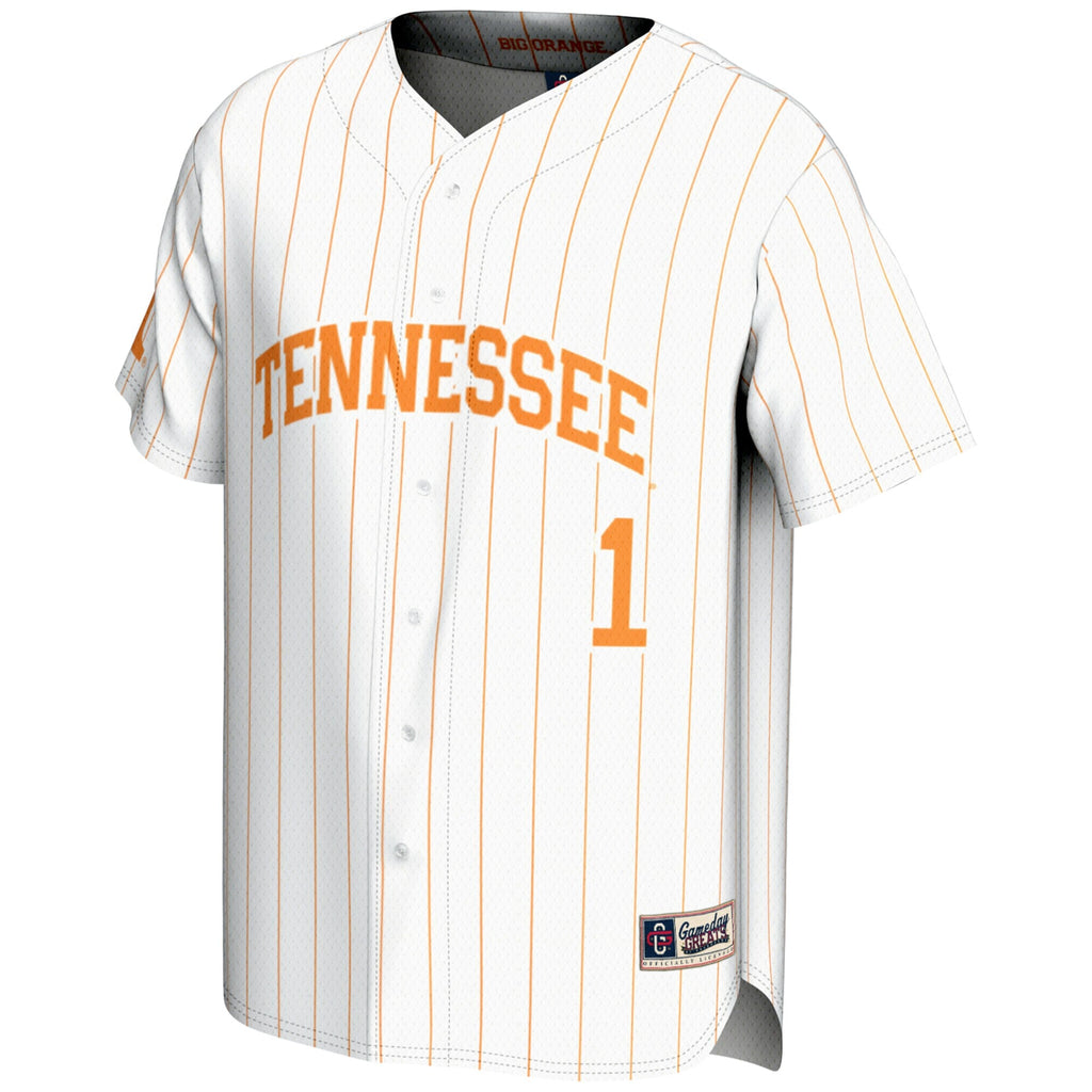 #1 Tennessee Volunteers Lightweight Baseball Jersey - White product image 3, provided for visual reference and product