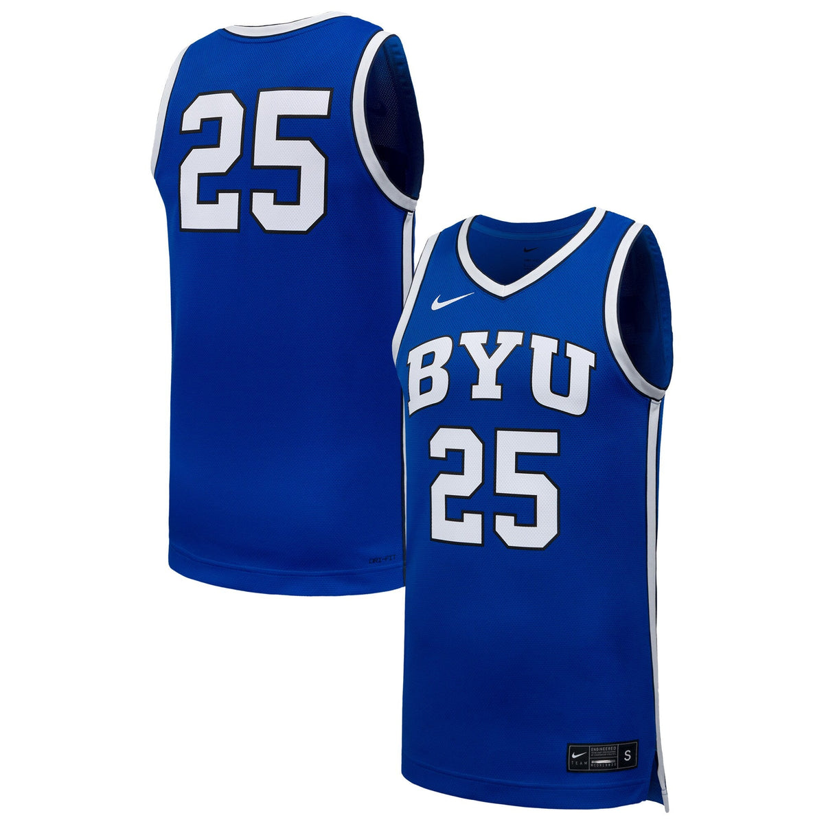 #25 Royal BYU Cougars Replica Basketball Jersey product image 1, provided for visual reference and product detail review