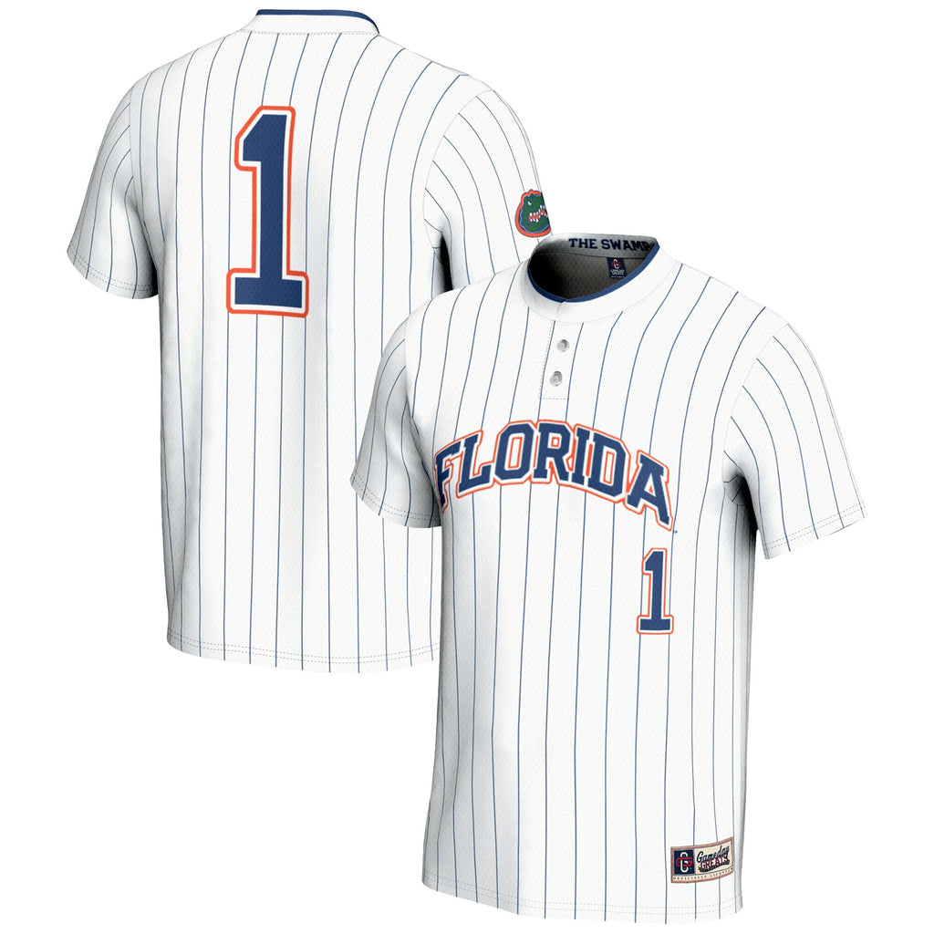 #1 Florida Gators Lightweight Softball Jersey - White product image 1, provided for visual reference and product detail