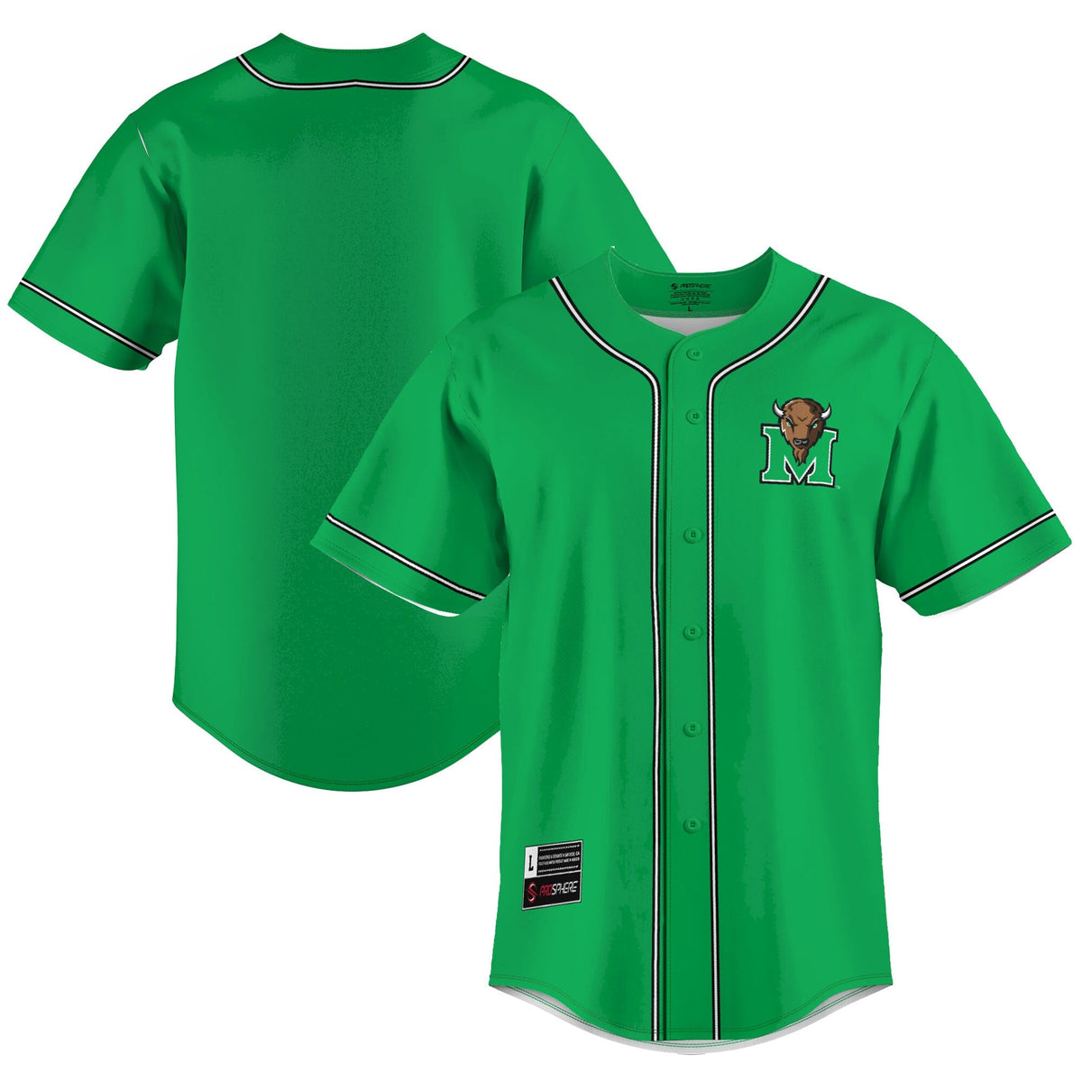 Marshall Thundering Herd Lightweight Baseball Jersey - Green product image 2, provided for visual reference and product