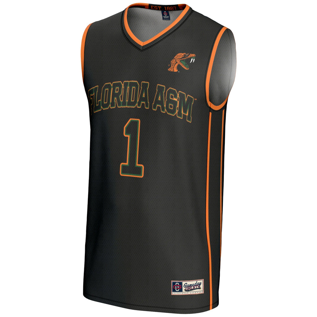 #1 Florida A&M Rattlers Lightweight Basketball Jersey - Black product image 3, provided for visual reference and product