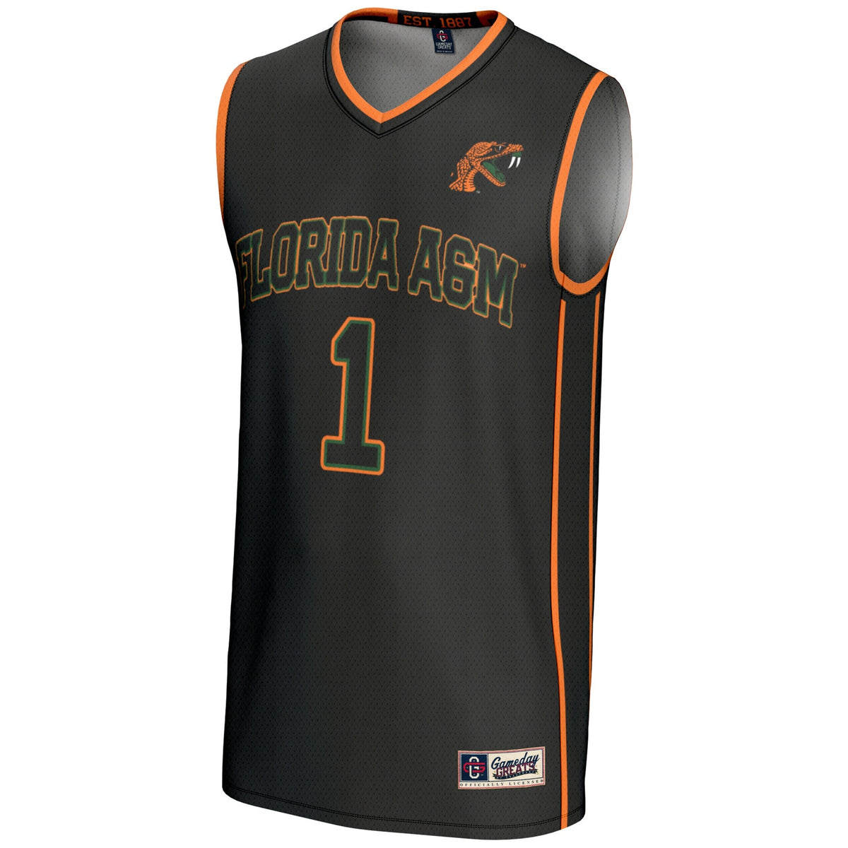 #1 Florida A&M Rattlers Lightweight Basketball Jersey - Black product image 3, provided for visual reference and product