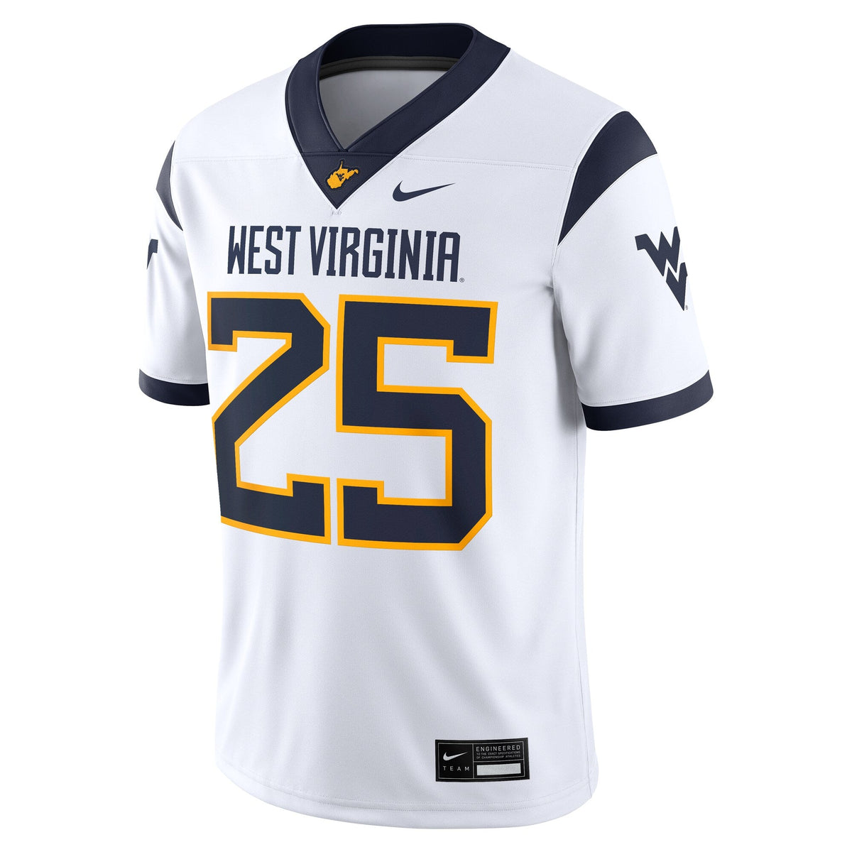 #25 West Virginia Mountaineers Limited Away Game Jersey - White product image 3, provided for visual reference and product
