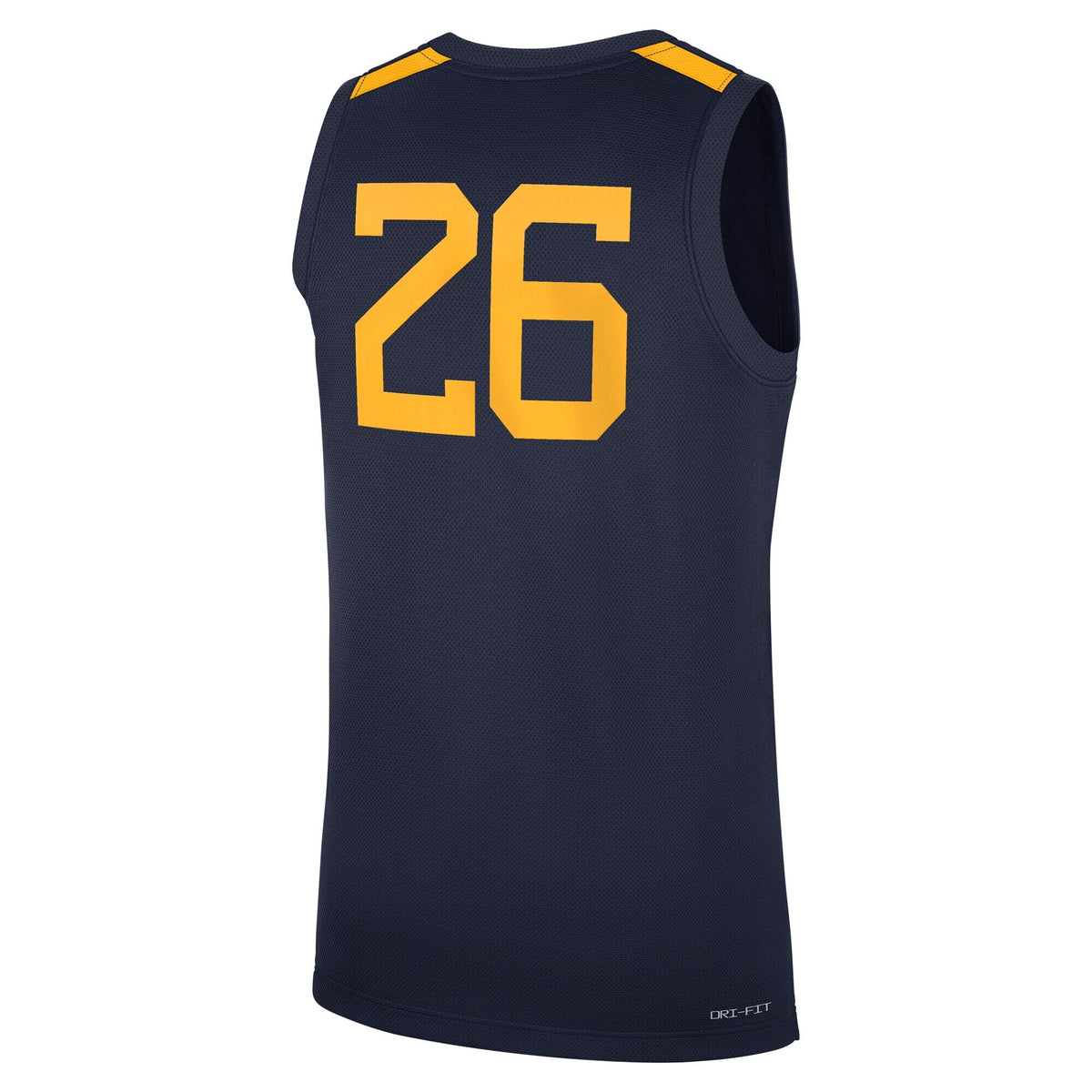 #26 Navy West Virginia Mountaineers Road Replica Basketball Jersey product image 4, provided for visual reference and