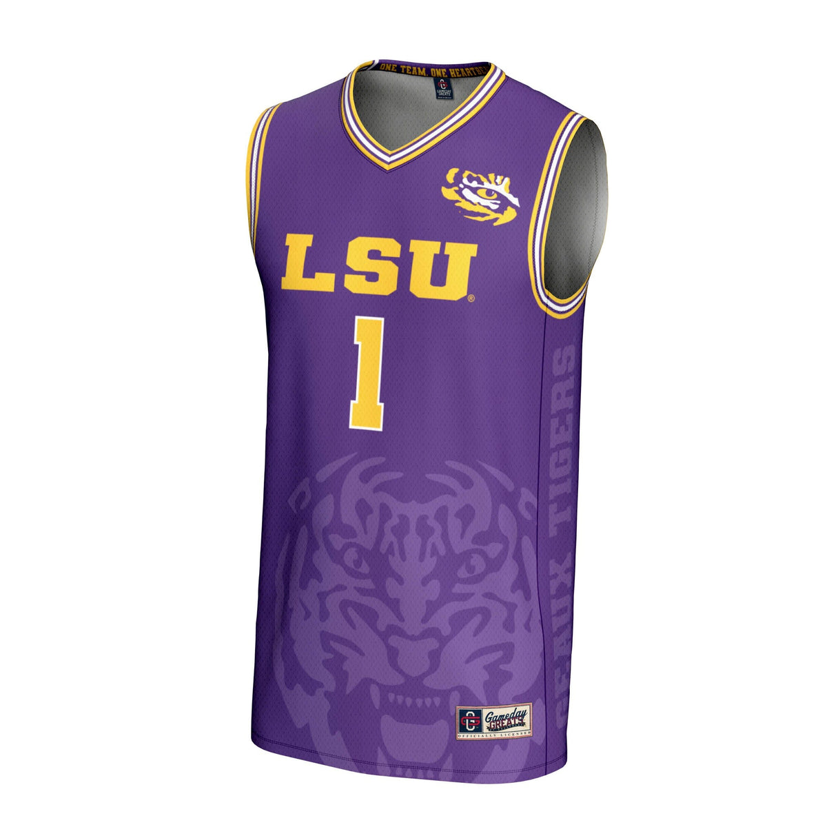 #1 LSU Tigers Lightweight Icon Print Basketball Jersey - Purple product image 3, provided for visual reference and product