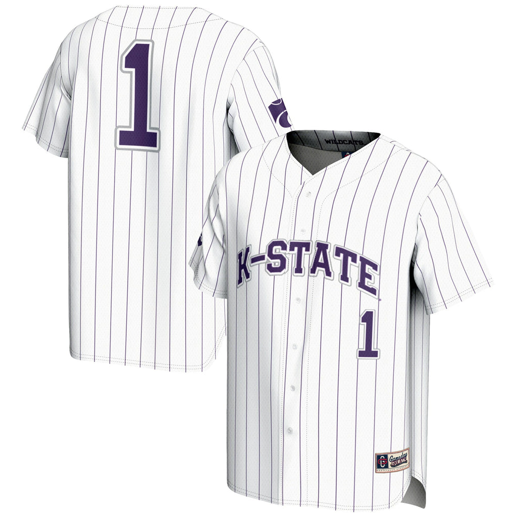 #1 Kansas State Wildcats Lightweight Baseball Jersey - White product image 2, provided for visual reference and product