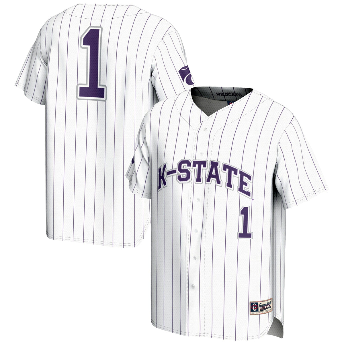 #1 Kansas State Wildcats Lightweight Baseball Jersey - White product image 2, provided for visual reference and product