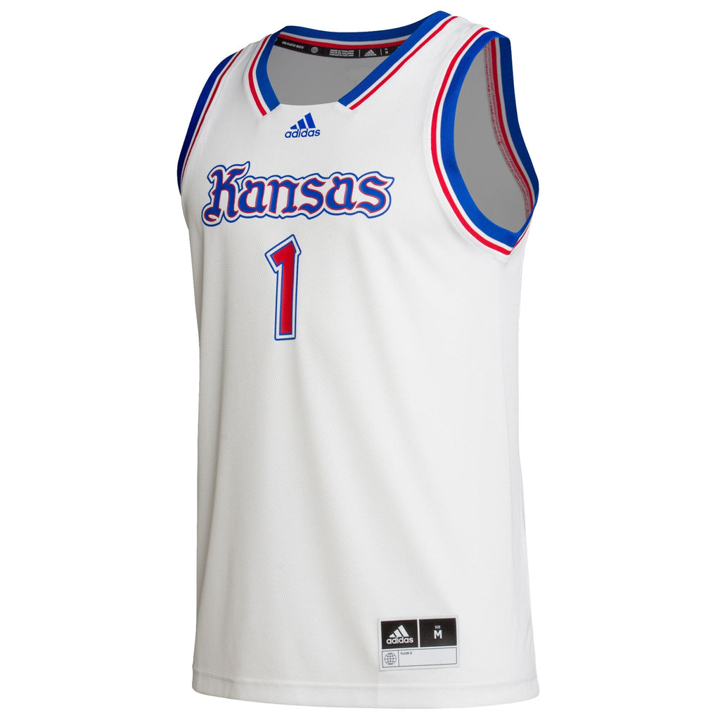 #1 White Kansas Jayhawks Alternate Swingman Jersey product image 3, provided for visual reference and product detail review