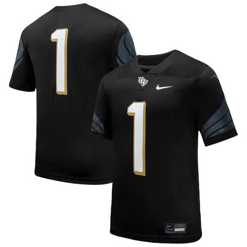#1 Black UCF Knights Home Game Football Jersey product image 2, provided for visual reference and product detail review