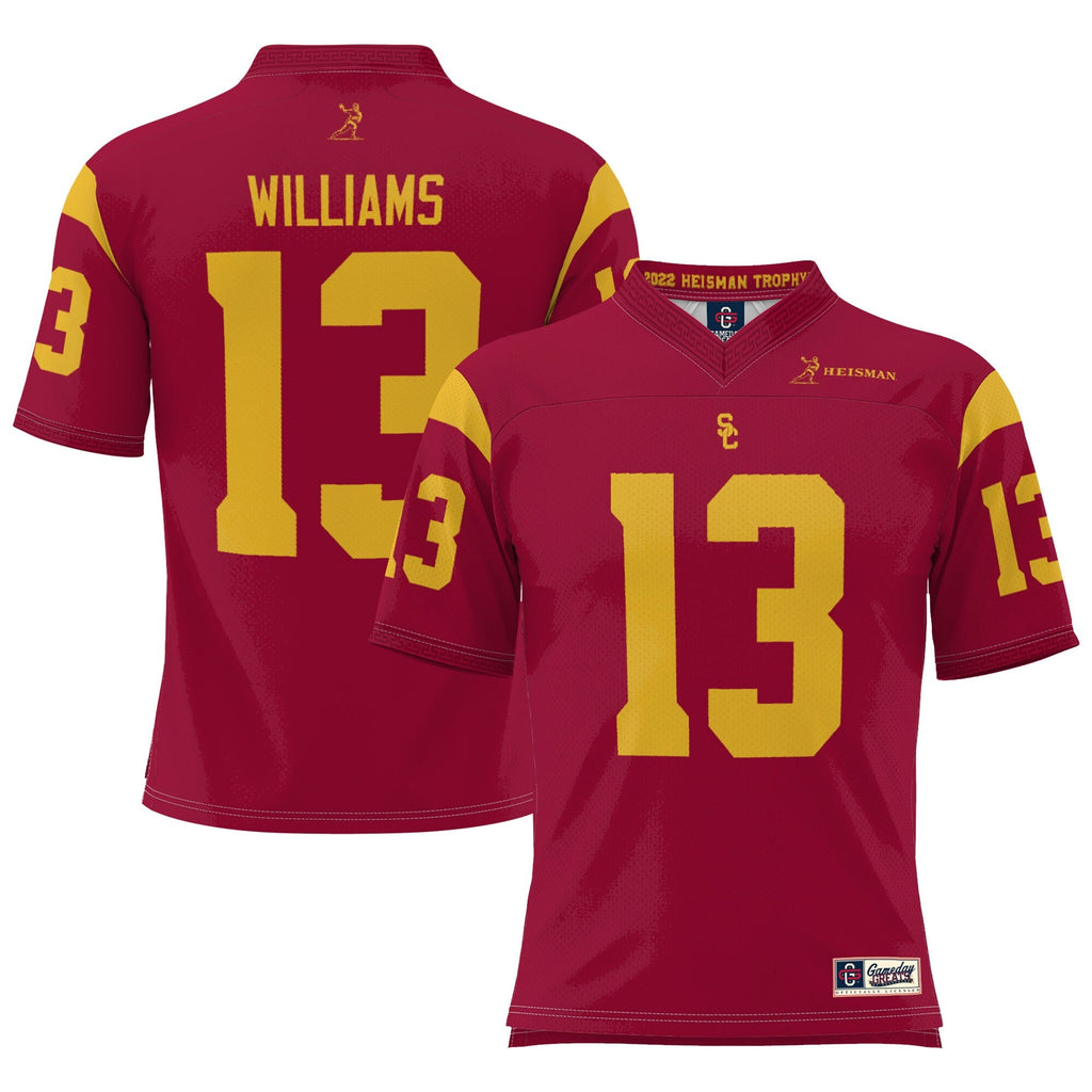 Caleb Williams USC Trojans Lightweight Heisman Memorial Jersey - Cardinal product image 1, provided for visual reference and