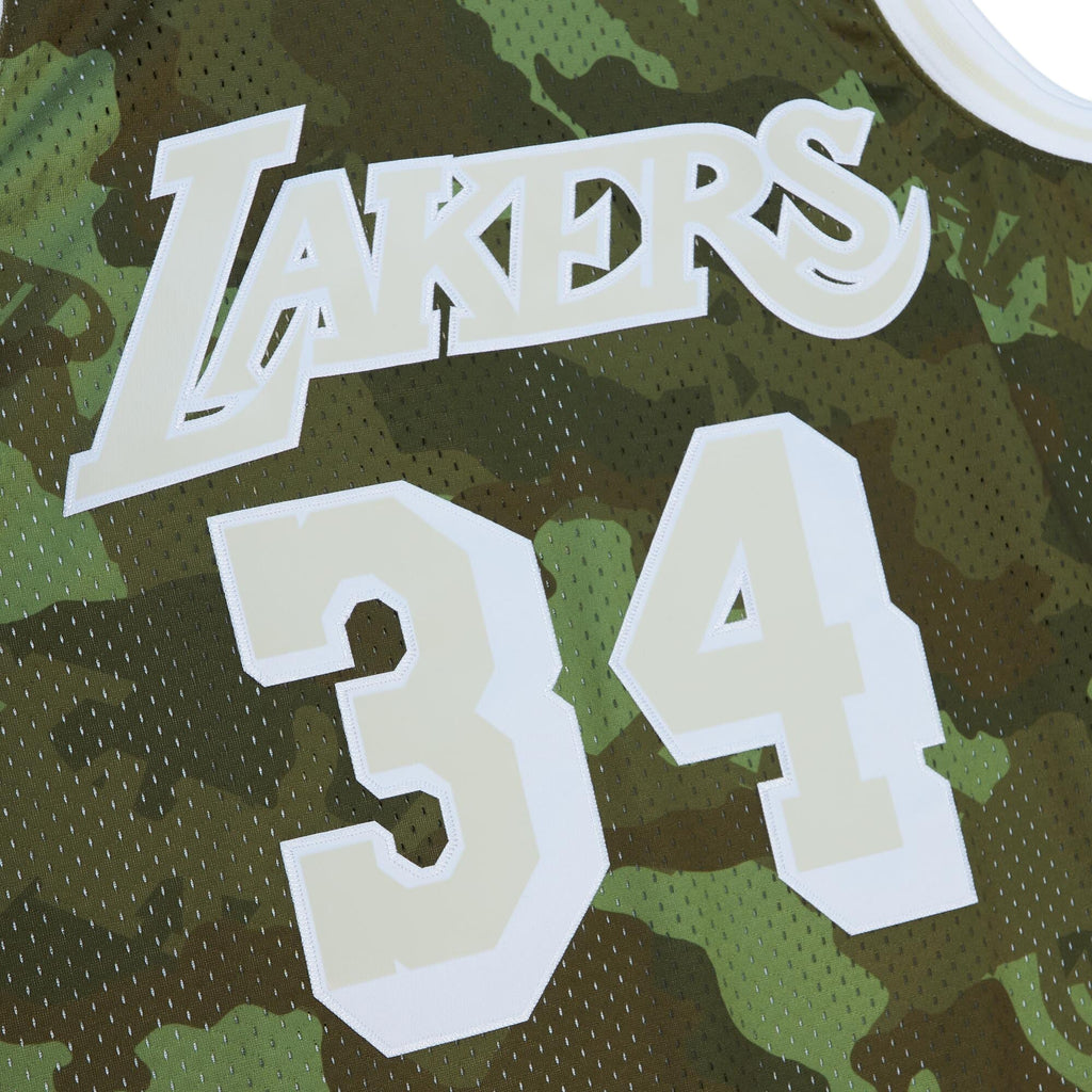 Los Angeles Lakers NBA Shaquille O'Neal Ghost Green Camo Swingman Jersey product image 4, provided for visual reference and