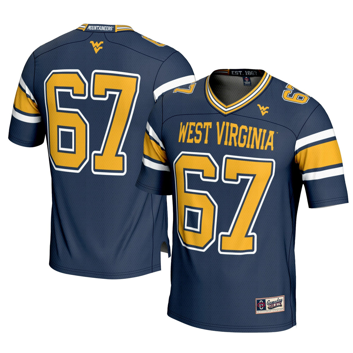 #1 West Virginia Mountaineers Football Jersey - Navy product image 2, provided for visual reference and product detail review