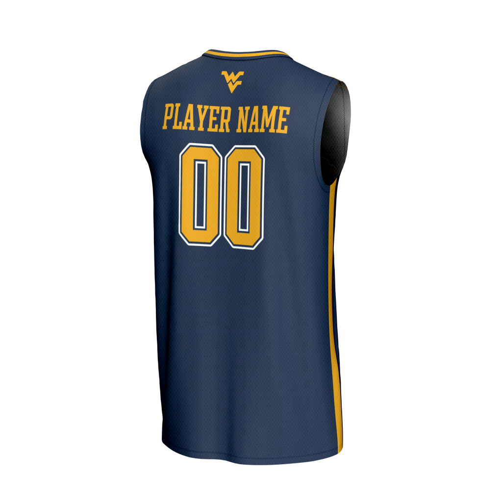 West Virginia Mountaineers NIL Pick-A-Player Lightweight Basketball Fashion Jersey - Navy product image 4, provided for