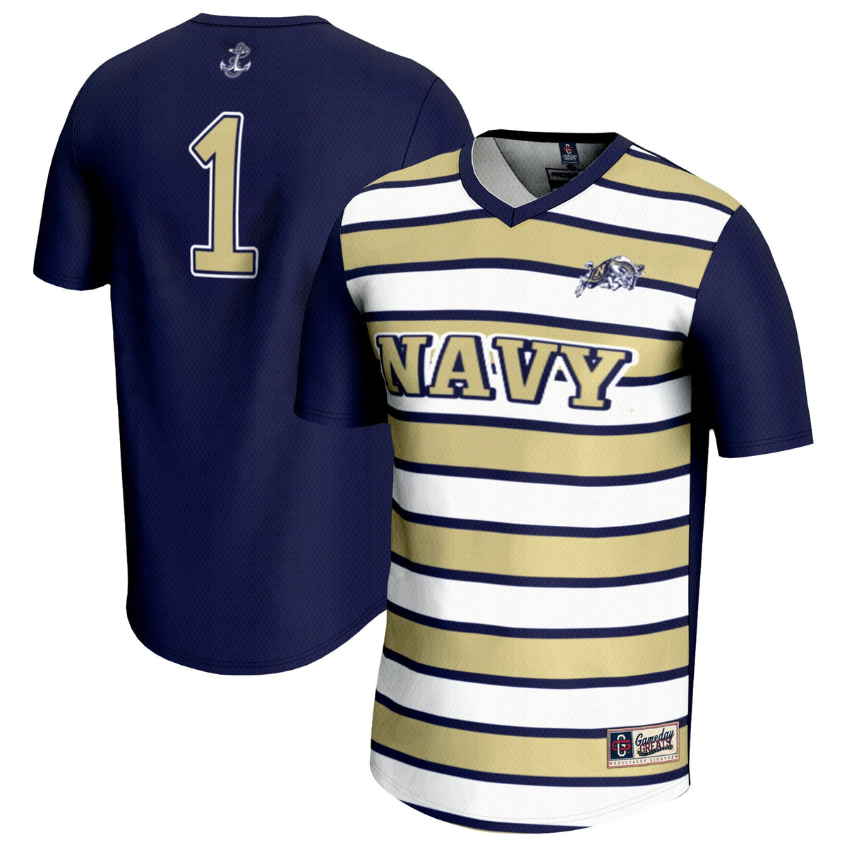 #1 Navy Midshipmen Lightweight Soccer Fashion Jersey - Navy product image 1, provided for visual reference and product