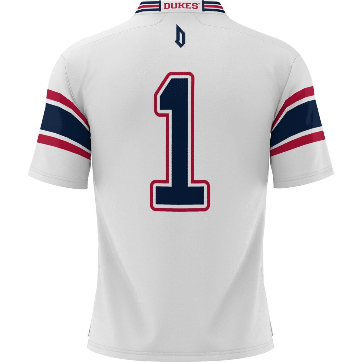 #1 Duquesne Dukes Football Jersey - White product image 4, provided for visual reference and product detail review