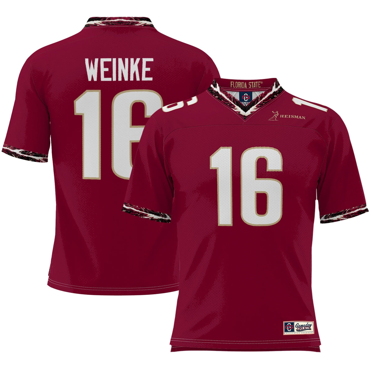 Chris Weinke Garnet Florida State Seminoles Heisman Football Jersey product image 2, provided for visual reference and
