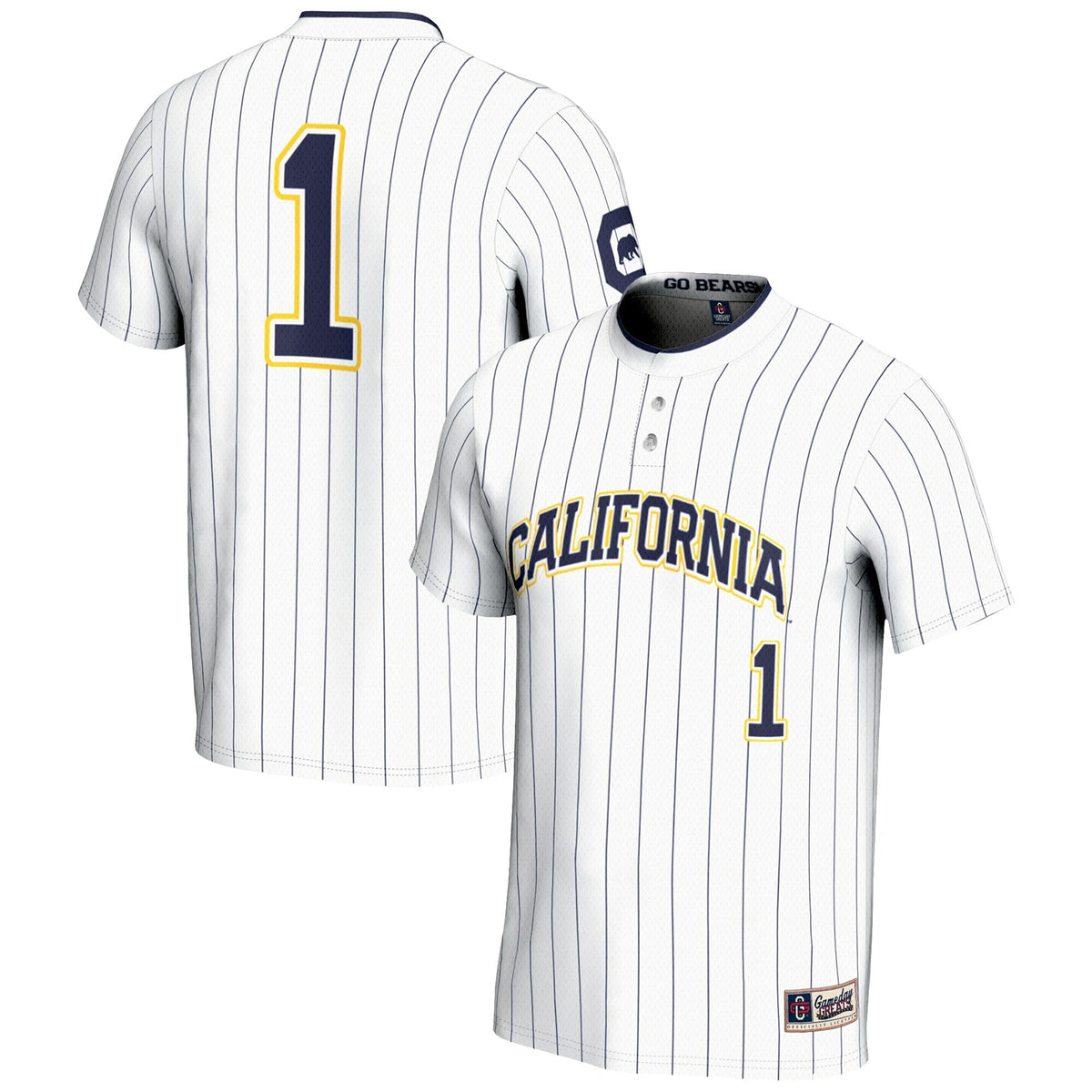 #1 Cal Bears Lightweight Softball Jersey - White product image 1, provided for visual reference and product detail review