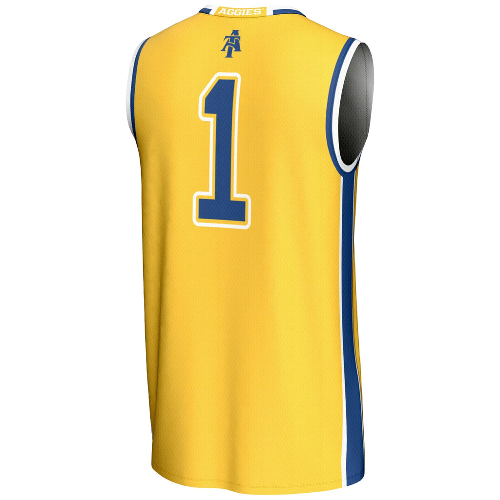 #1 North Carolina A&T Aggies Lightweight Basketball Jersey - Gold product image 4, provided for visual reference and product