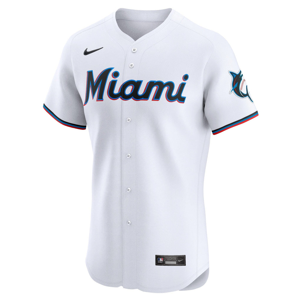 Miami Marlins Eury Perez White Home Elite Player Jersey product image 3, provided for visual reference and product detail