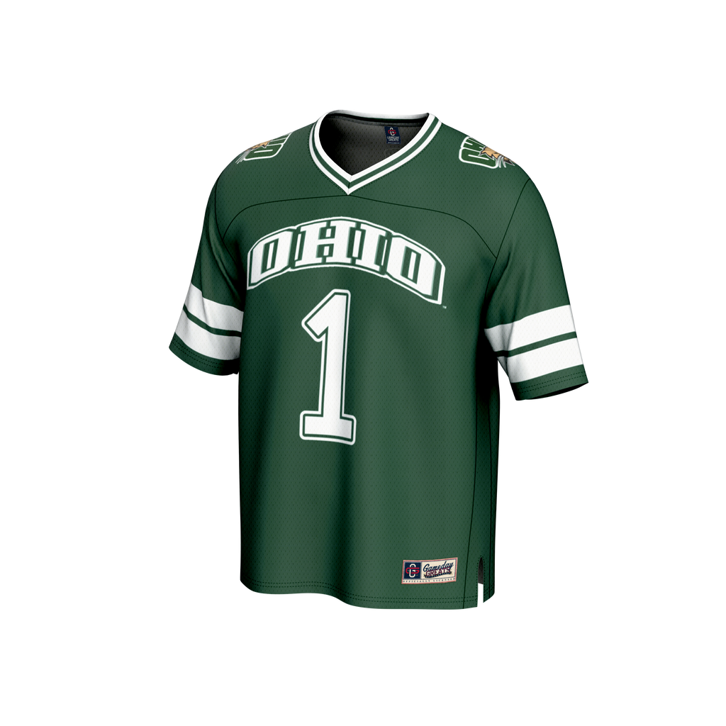 #1 Ohio Bobcats Lightweight Collegiate Football Fashion Jersey - Green product image 3, provided for visual reference and