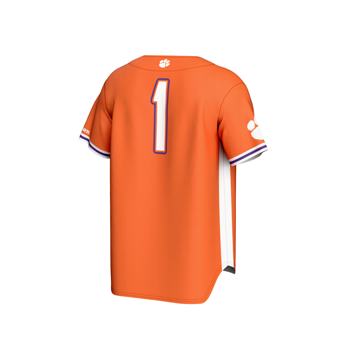 #1 Clemson Tigers Lightweight Baseball Fashion Jersey - Orange product image 4, provided for visual reference and product