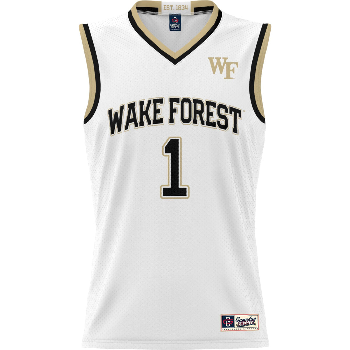 #1 Wake Forest Demon Deacons Lightweight Basketball Jersey - White product image 3, provided for visual reference and