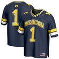 #1 Michigan Wolverines Lightweight Collegiate Football Fashion Jersey - Navy product image 1, provided for visual reference
