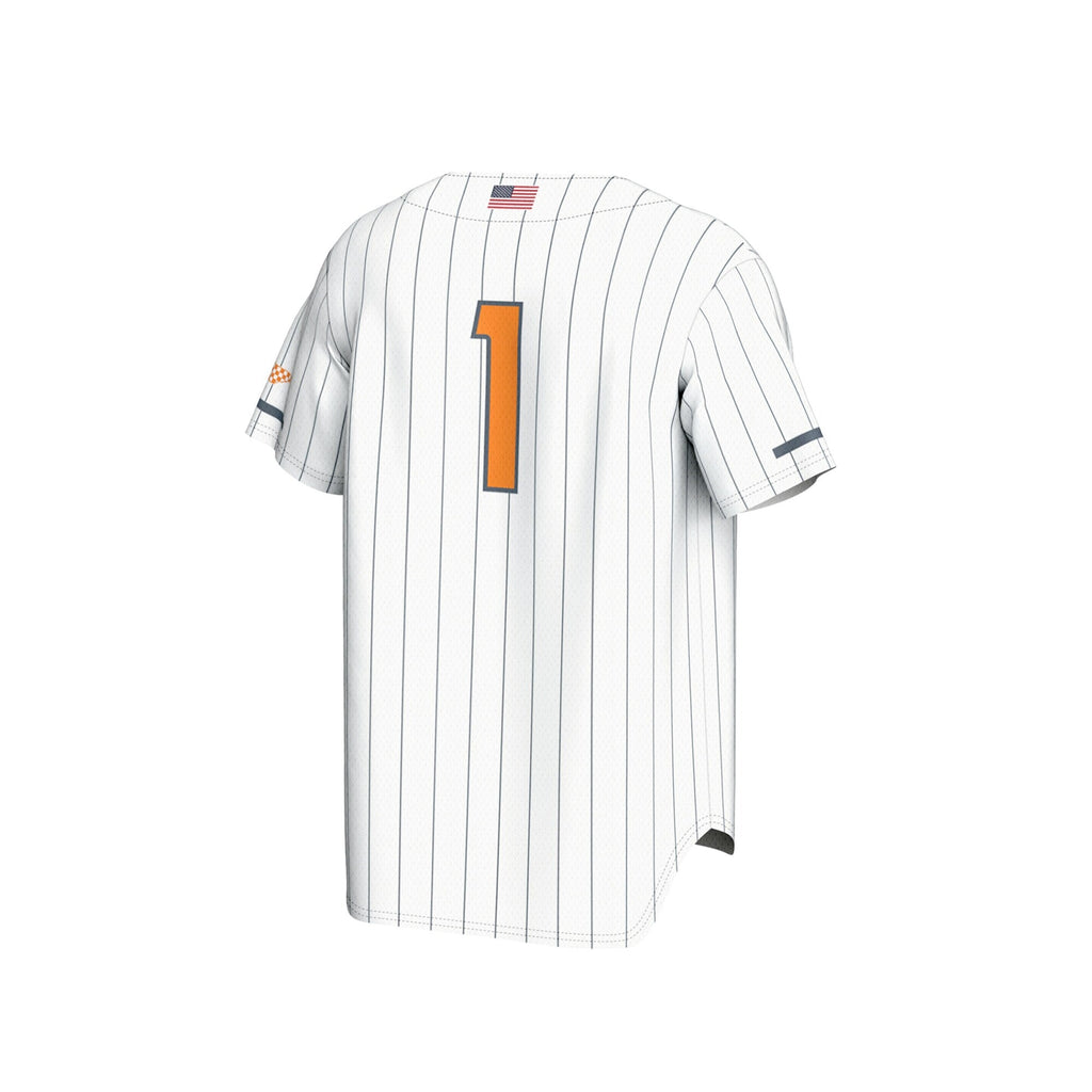 #1 Tennessee Volunteers Lightweight Baseball Fashion Jersey - White product image 4, provided for visual reference and