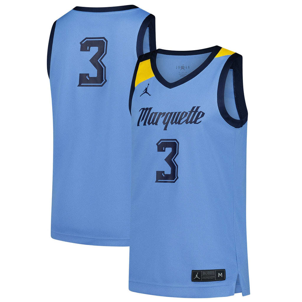#3 Marquette Golden Eagles Replica Basketball Jersey - Blue product image 2, provided for visual reference and product