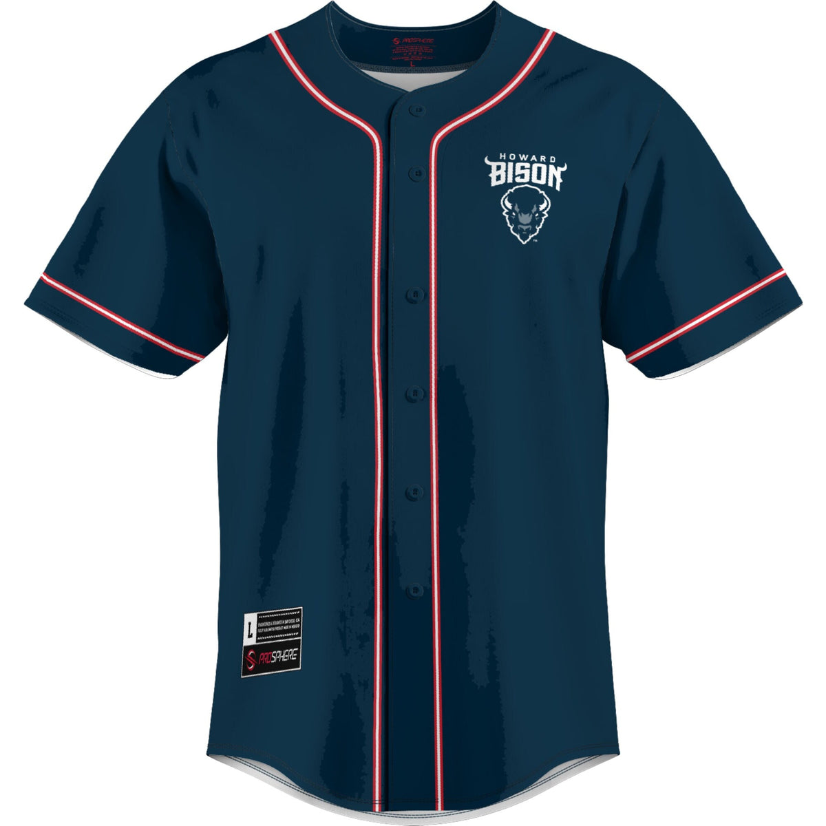 Howard Bison Lightweight Baseball Jersey - Blue product image 3, provided for visual reference and product detail review